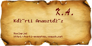 Kürti Anasztáz névjegykártya